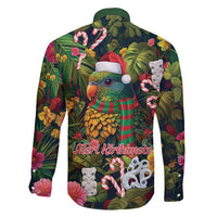 Meri Kirihimete Kakapo Santa Family Matching Long Sleeve Bodycon Dress and Hawaiian Shirt Merry Christmas with Tropical Vibe LT9 - Polynesian Pride