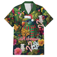 Meri Kirihimete Kakapo Santa Family Matching Tank Maxi Dress and Hawaiian Shirt Merry Christmas with Tropical Vibe LT9 Dad's Shirt - Short Sleeve Green - Polynesian Pride