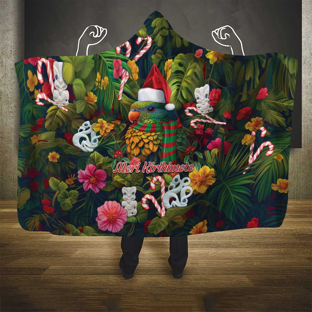 Meri Kirihimete Kakapo Santa Hooded Blanket Merry Christmas with Tropical Vibe LT9 - Polynesian Pride
