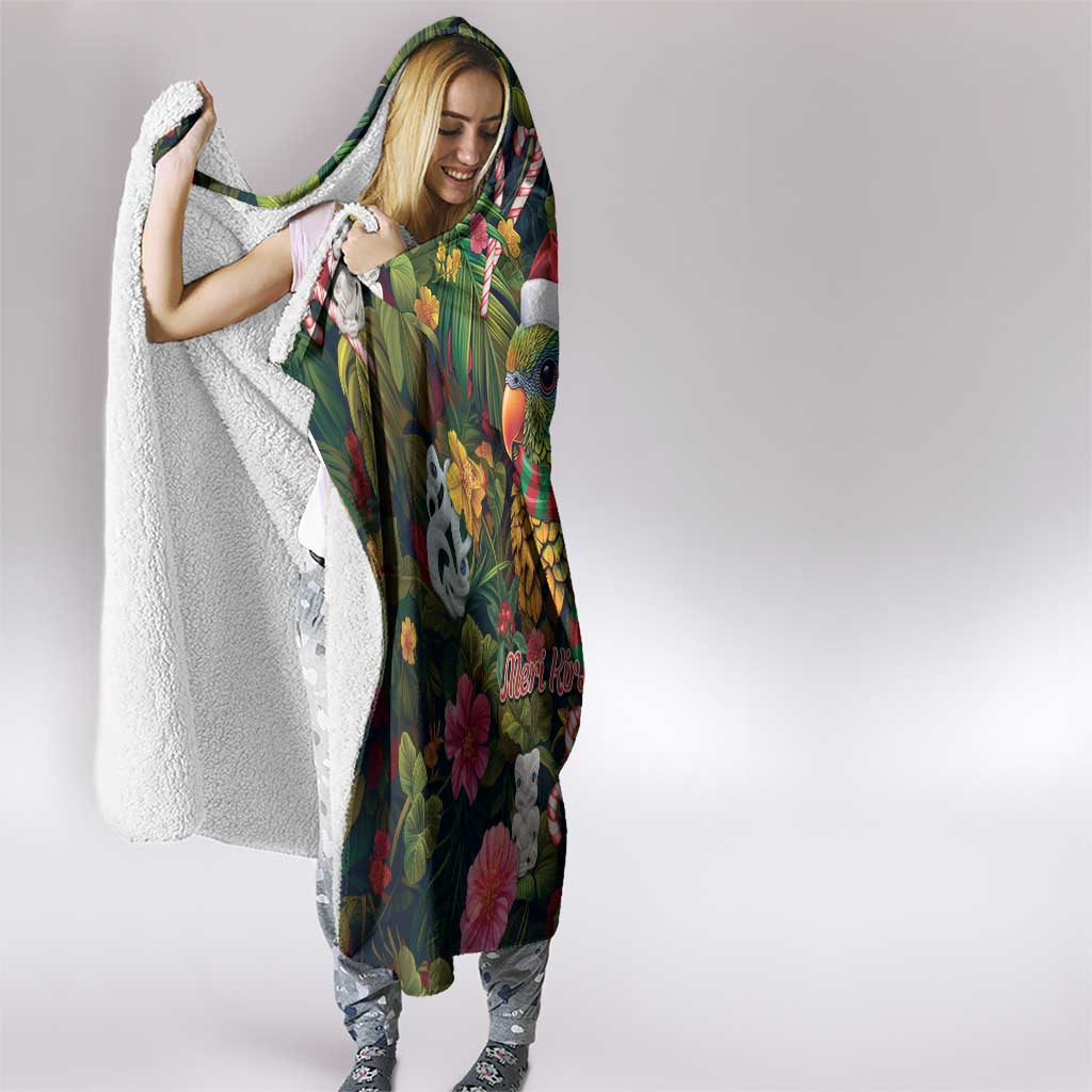 Meri Kirihimete Kakapo Santa Hooded Blanket Merry Christmas with Tropical Vibe LT9 - Polynesian Pride