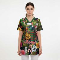 Meri Kirihimete Kakapo Santa Scrub Top Merry Christmas with Tropical Vibe - Polynesian Pride