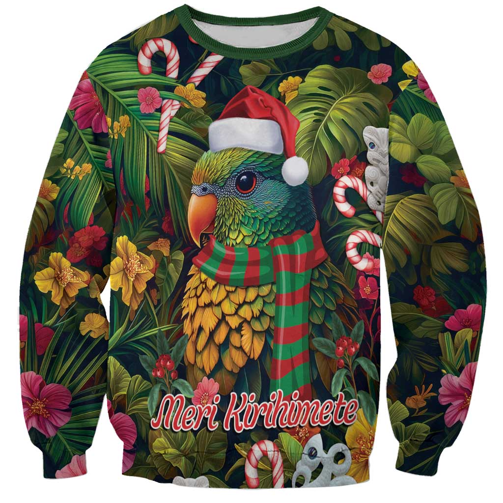 Meri Kirihimete Kakapo Santa Sweatshirt Merry Christmas with Tropical Vibe