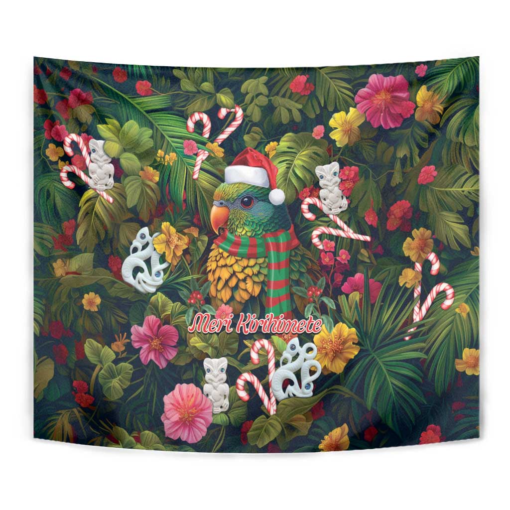 Meri Kirihimete Kakapo Santa Tapestry Merry Christmas with Tropical Vibe LT9