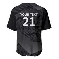 New Zealand Cricket Custom Baseball Jersey Potae Pango Black Fern Pattern