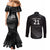 New Zealand Cricket Custom Couples Matching Mermaid Dress and Long Sleeve Button Shirt Potae Pango Black Fern Pattern
