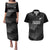 New Zealand Cricket Custom Couples Matching Puletasi and Hawaiian Shirt Potae Pango Black Fern Pattern