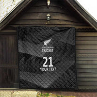 New Zealand Cricket Custom Quilt Potae Pango Black Fern Pattern