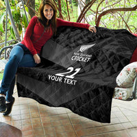 New Zealand Cricket Custom Quilt Potae Pango Black Fern Pattern