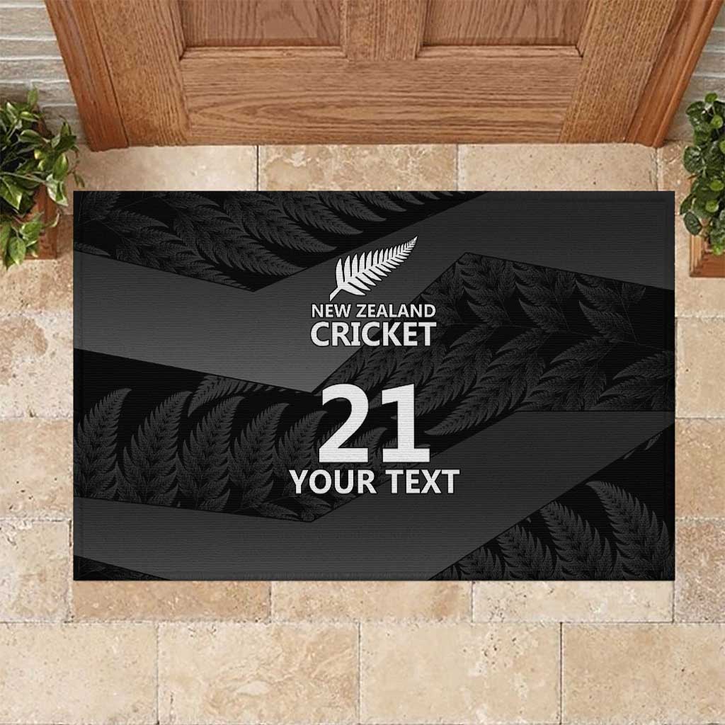 New Zealand Cricket Custom Rubber Doormat Potae Pango Black Fern Pattern