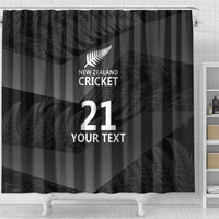 New Zealand Cricket Custom Shower Curtain Potae Pango Black Fern Pattern