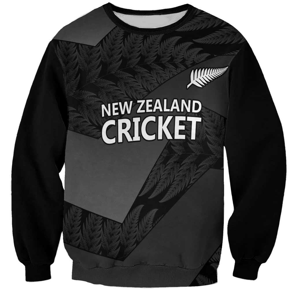 New Zealand Cricket Custom Sweatshirt Potae Pango Black Fern Pattern