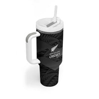 New Zealand Cricket Custom Tumbler With Handle Potae Pango Black Fern Pattern