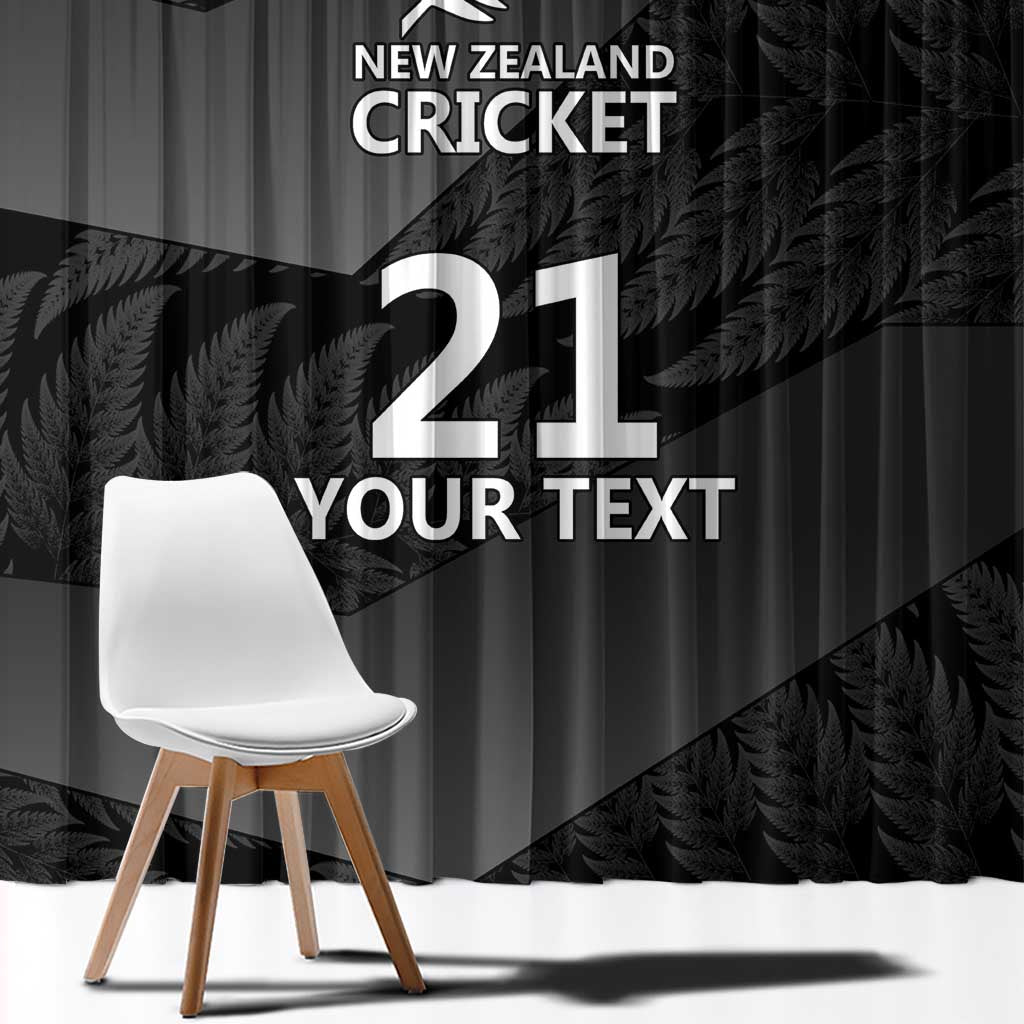 New Zealand Cricket Custom Window Curtain Potae Pango Black Fern Pattern