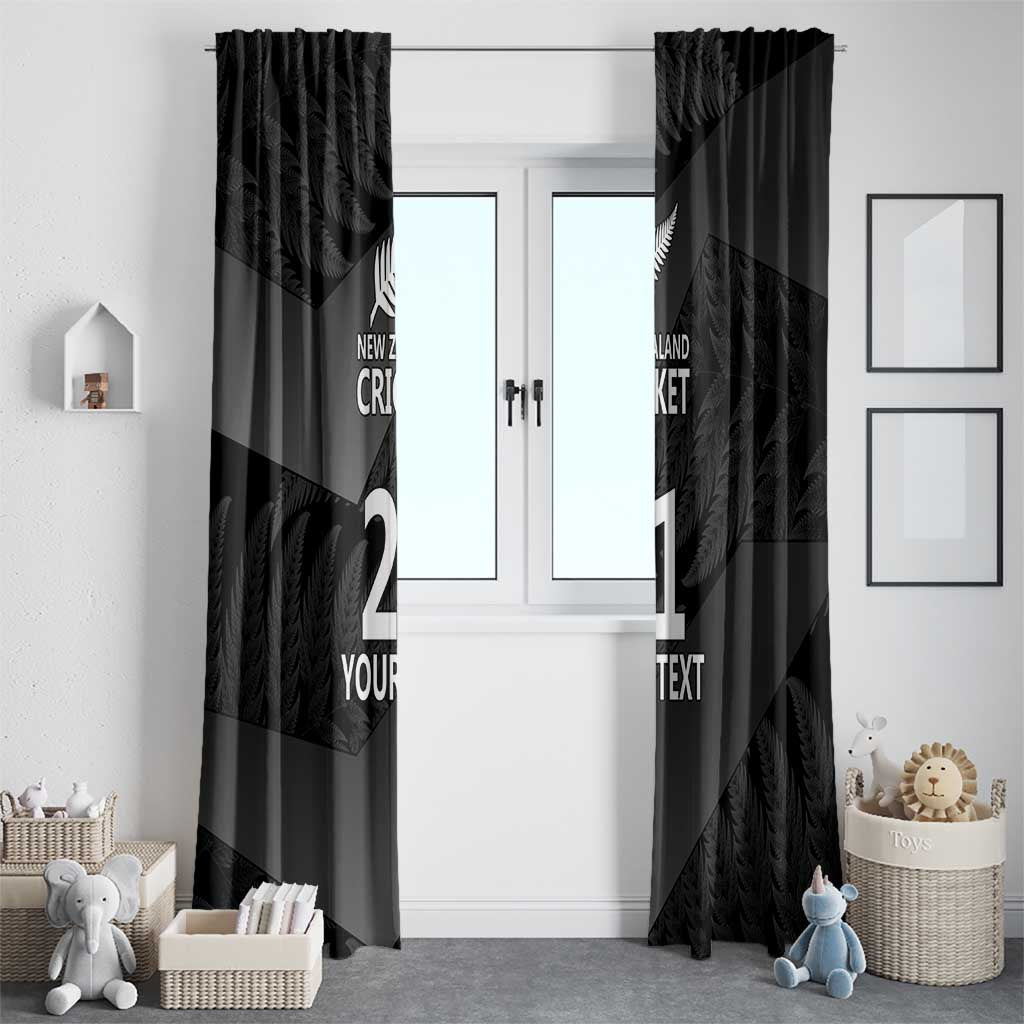New Zealand Cricket Custom Window Curtain Potae Pango Black Fern Pattern