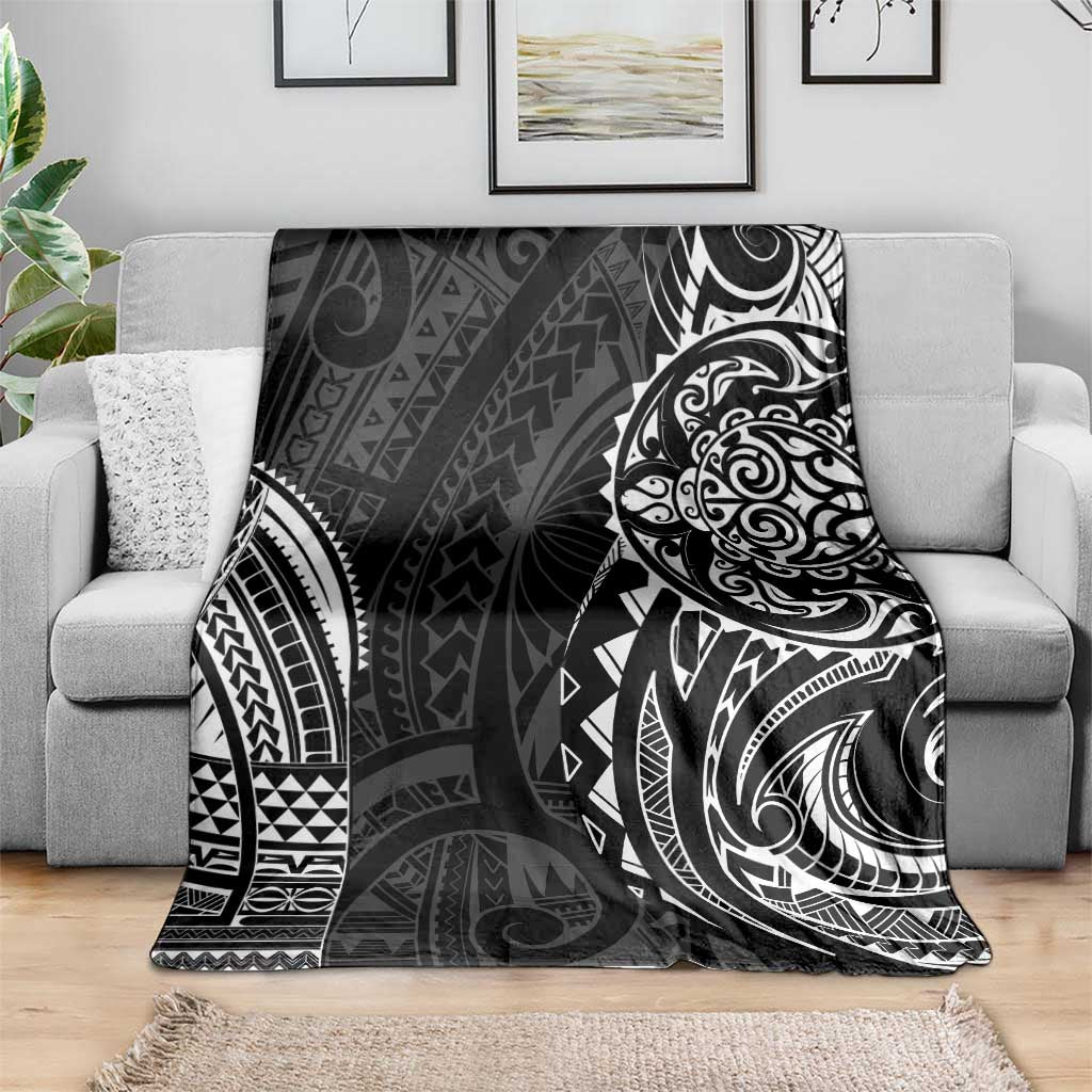 Polynesian Turtle Tribal Tattoo Blanket Black Style