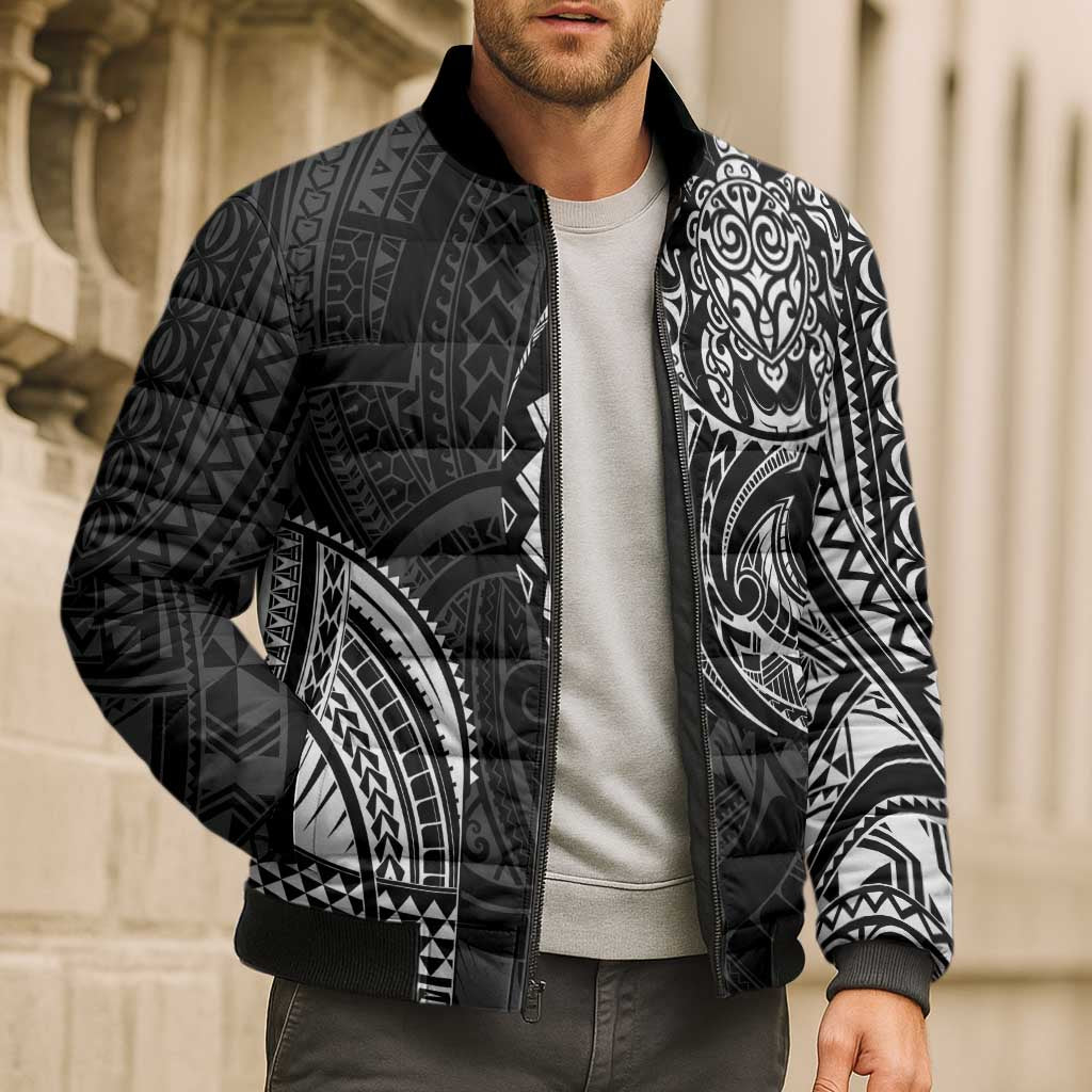Polynesian Turtle Tribal Tattoo Bomber Puffer Jacket Black Style - Polynesian Pride