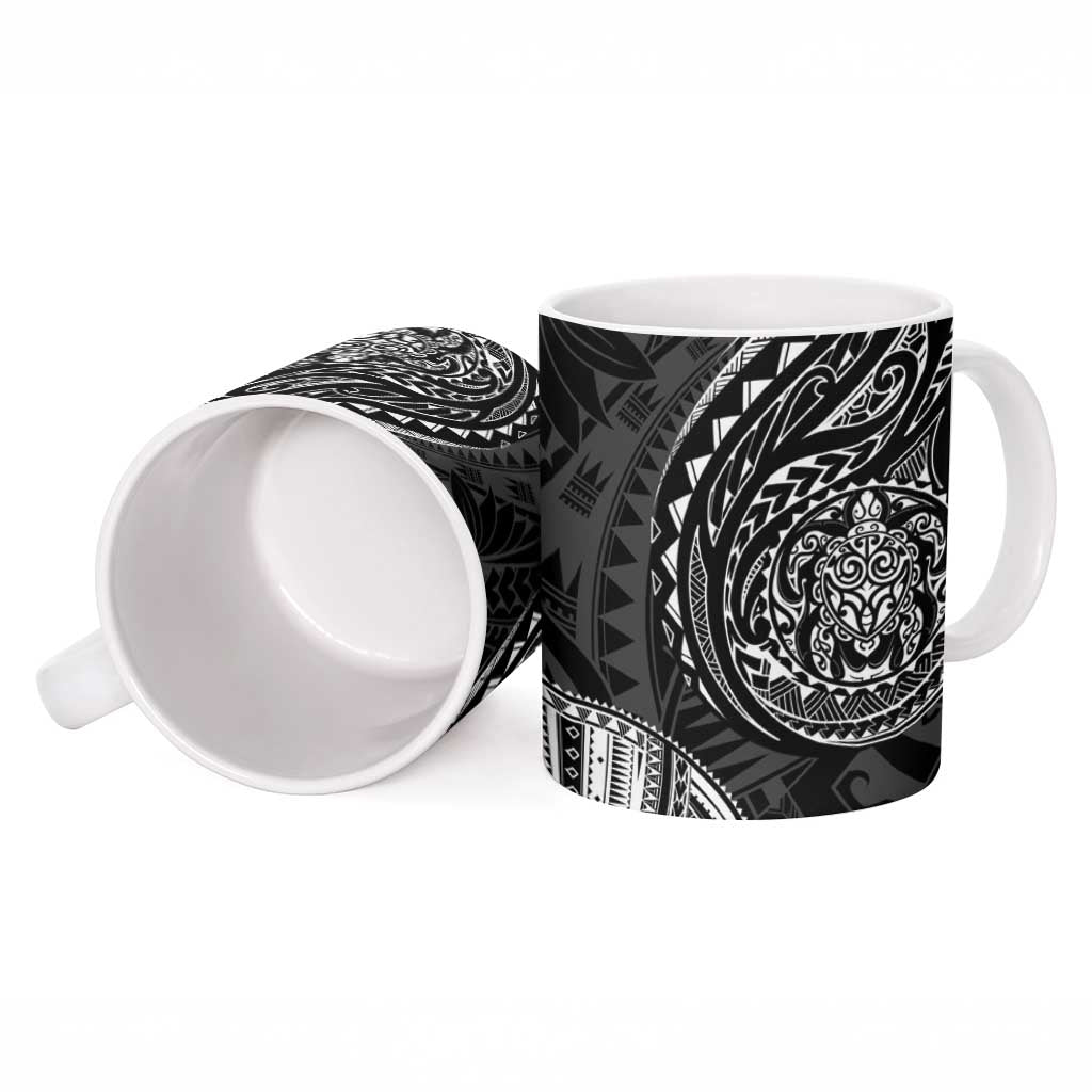 Polynesian Turtle Tribal Tattoo Ceramic Mug Black Style - Polynesian Pride