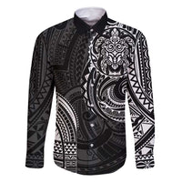Polynesian Turtle Tribal Tattoo Family Matching Long Sleeve Bodycon Dress and Hawaiian Shirt Black Style LT9 Dad's Shirt - Long Sleeve Black - Polynesian Pride