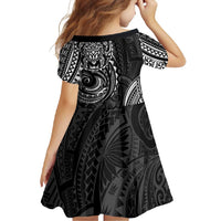 Polynesian Turtle Tribal Tattoo Family Matching Off Shoulder Maxi Dress and Hawaiian Shirt Black Style