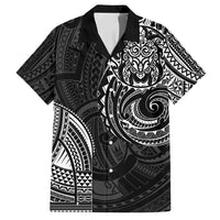 Polynesian Turtle Tribal Tattoo Family Matching Off Shoulder Short Dress and Hawaiian Shirt Black Style