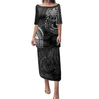 Polynesian Turtle Tribal Tattoo Family Matching Puletasi and Hawaiian Shirt Black Style