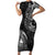 Polynesian Turtle Tribal Tattoo Family Matching Short Sleeve Bodycon Dress and Hawaiian Shirt Black Style