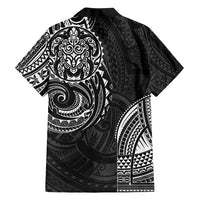 Polynesian Turtle Tribal Tattoo Family Matching Summer Maxi Dress and Hawaiian Shirt Black Style