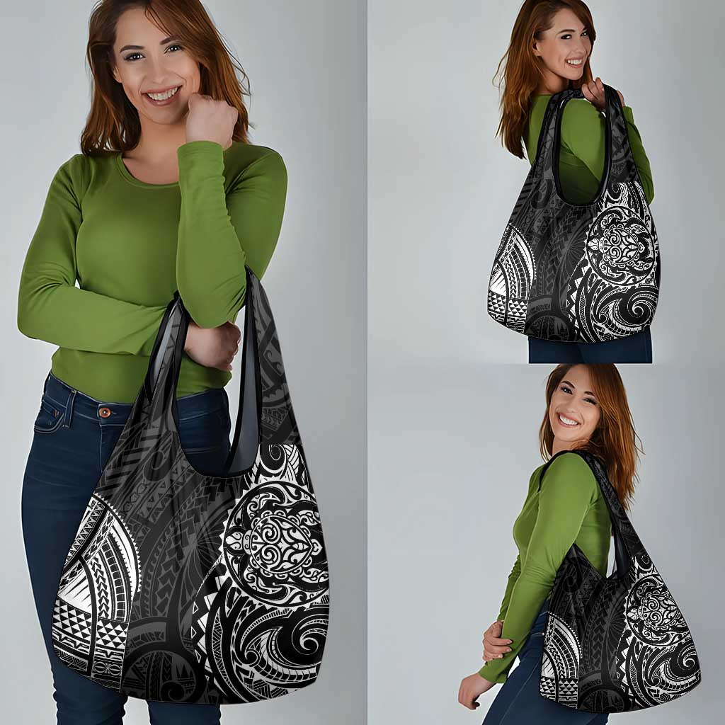 Polynesian Turtle Tribal Tattoo Grocery Bag Black Style