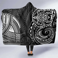 Polynesian Turtle Tribal Tattoo Hooded Blanket Black Style