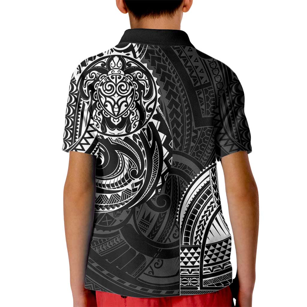 Polynesian Turtle Tribal Tattoo Kid Polo Shirt Black Style