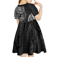 Polynesian Turtle Tribal Tattoo Kid Short Sleeve Dress Black Style
