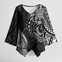 Polynesian Turtle Tribal Tattoo Kimono Sleeve Blouse Black Style - Polynesian Pride