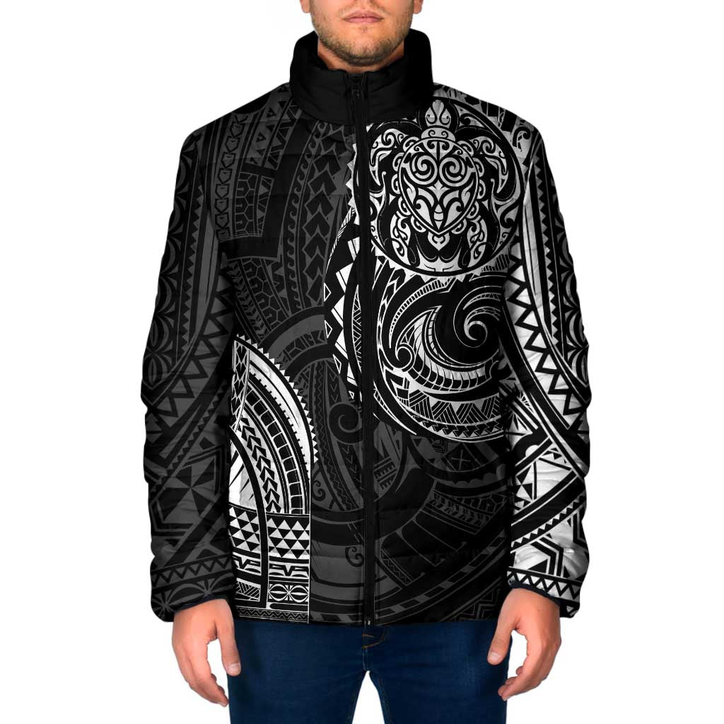Polynesian Turtle Tribal Tattoo Padded Jacket Black Style - Polynesian Pride