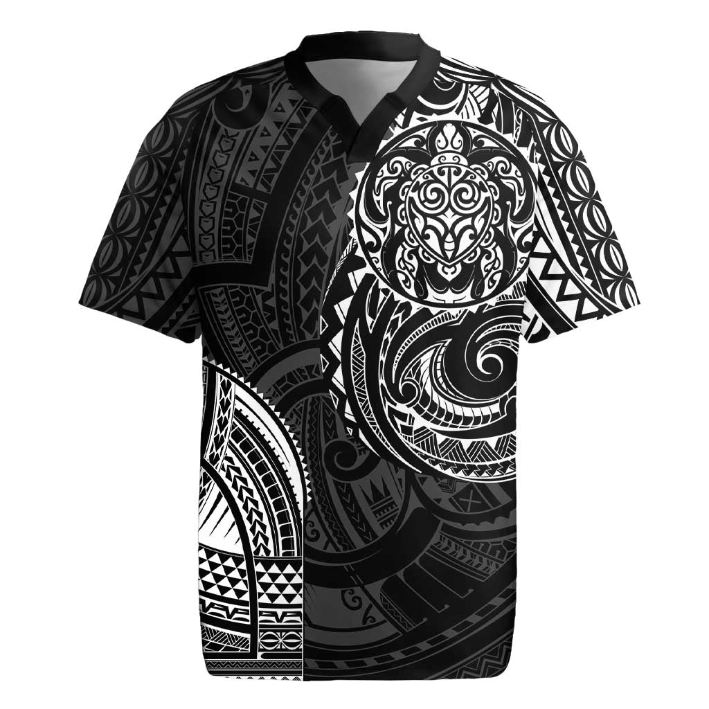 Polynesian Turtle Tribal Tattoo Rugby Jersey Black Style
