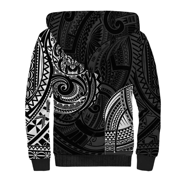 Tahiti (French Polynesia) Polynesian Personalised Custom Sherpa Hoodie - Black Line main image 1