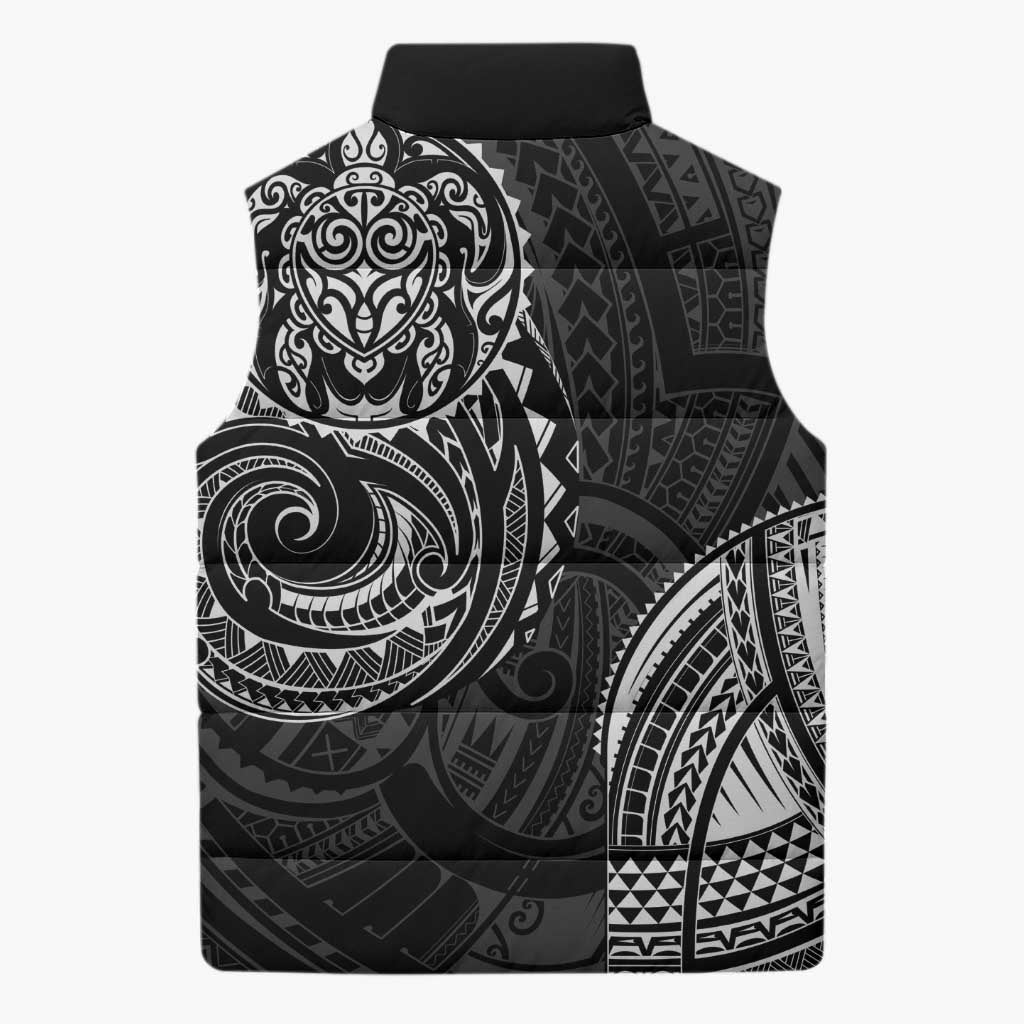 Polynesian Turtle Tribal Tattoo Sleeveless Puffer Jacket Black Style - Polynesian Pride