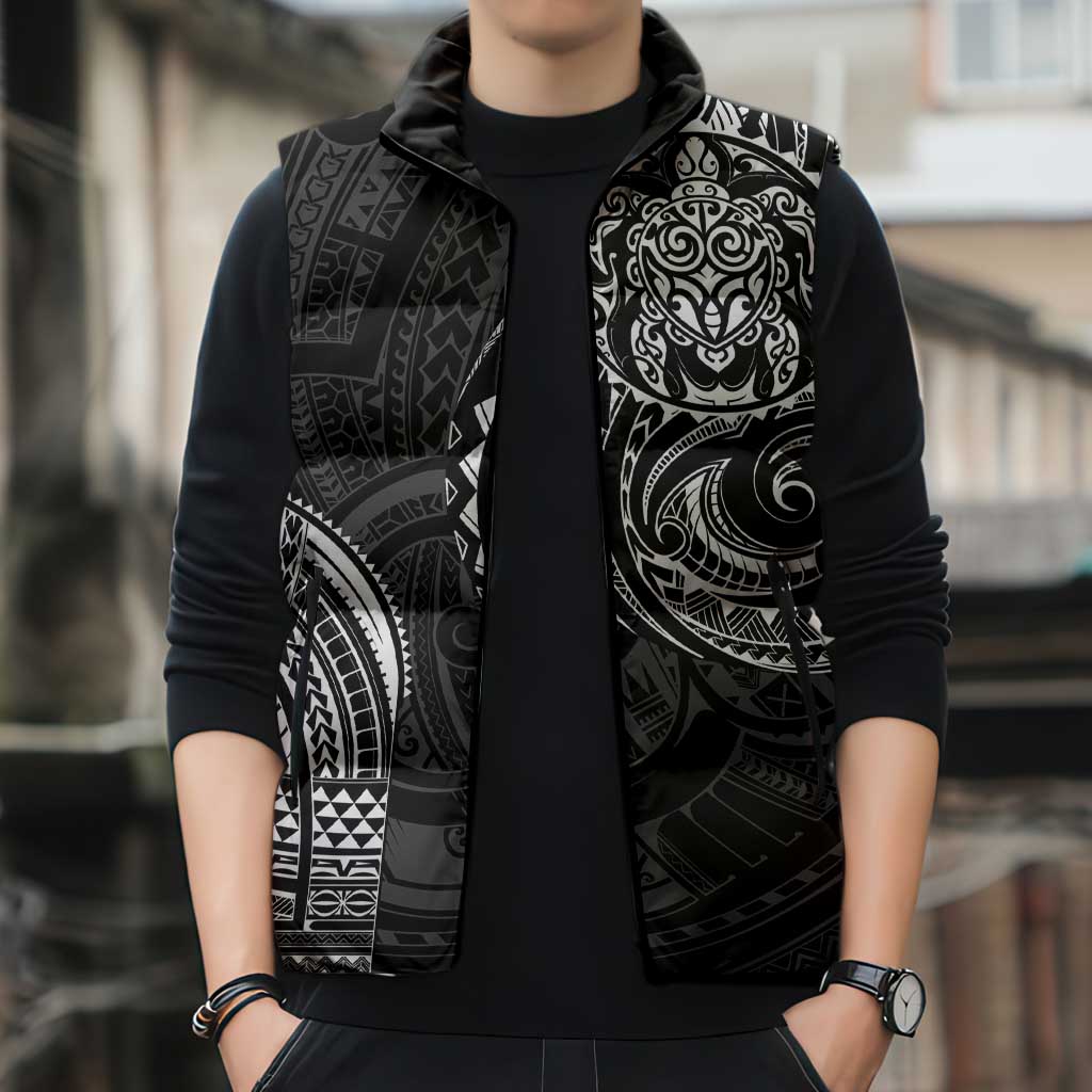 Polynesian Turtle Tribal Tattoo Sleeveless Puffer Jacket Black Style - Polynesian Pride