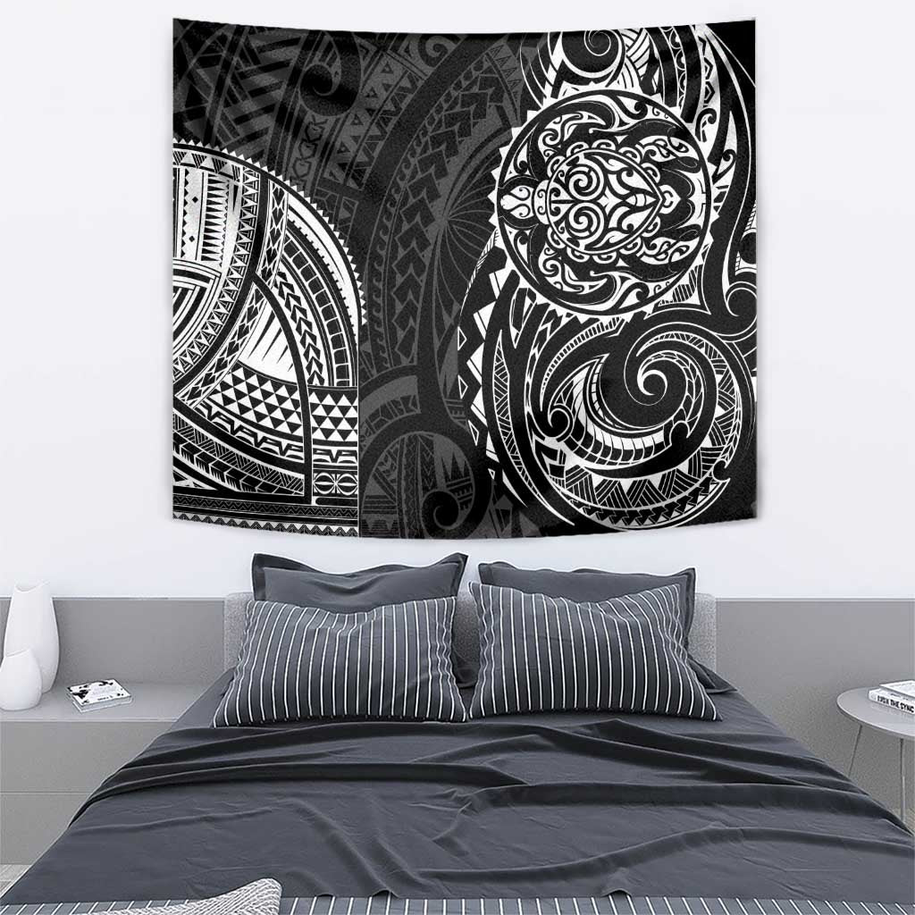Polynesian Turtle Tribal Tattoo Tapestry Black Style