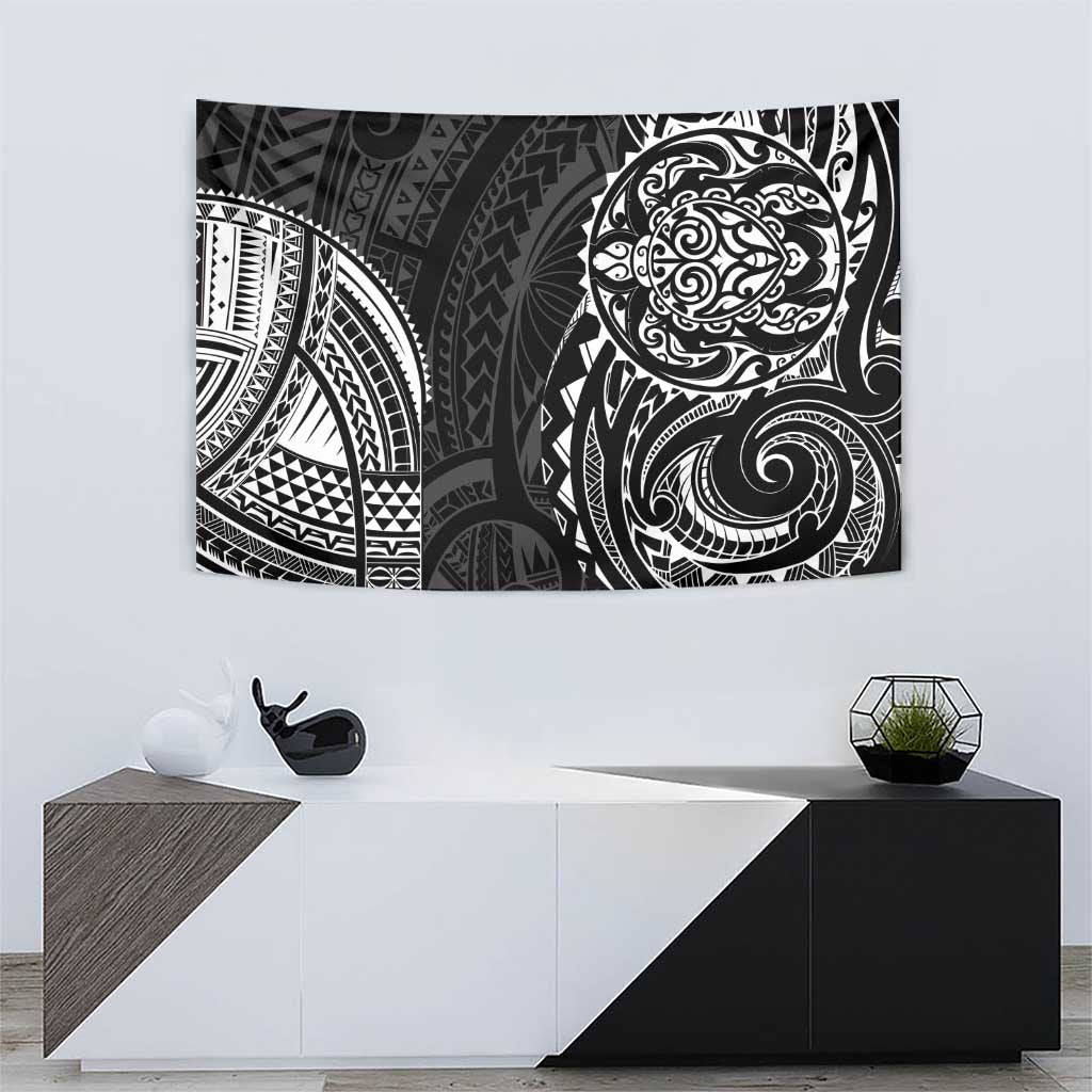 Polynesian Turtle Tribal Tattoo Tapestry Black Style