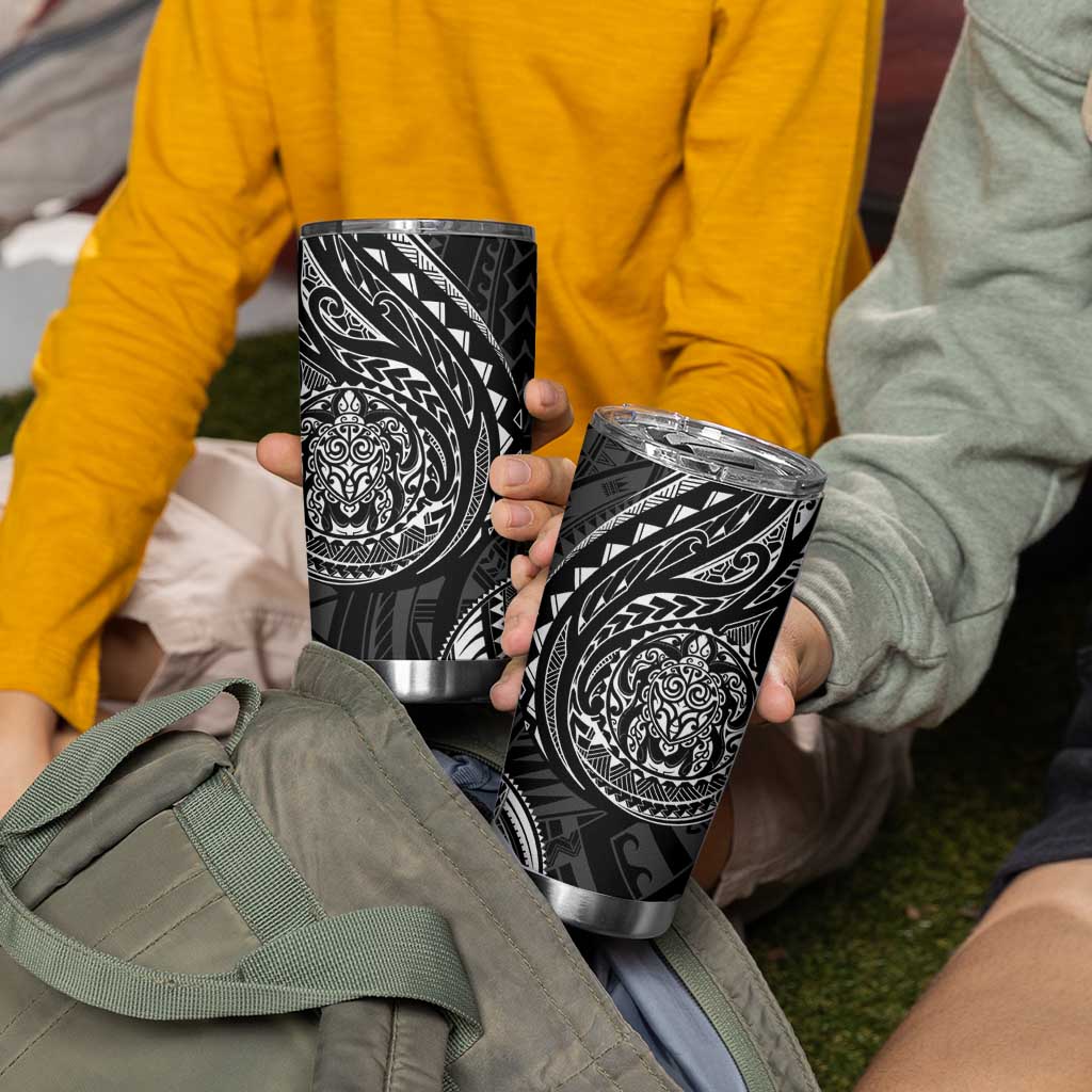 Polynesian Turtle Tribal Tattoo Tumbler Cup Black Style