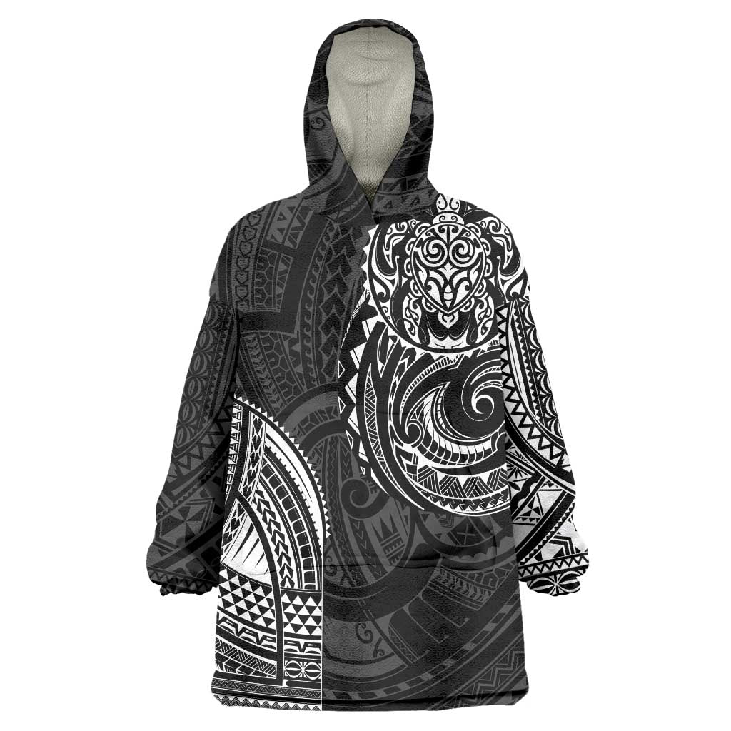 Polynesian Turtle Tribal Tattoo Wearable Blanket Hoodie Black Style LT9 One Size Black - Polynesian Pride