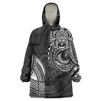 Polynesian Turtle Tribal Tattoo Wearable Blanket Hoodie Black Style