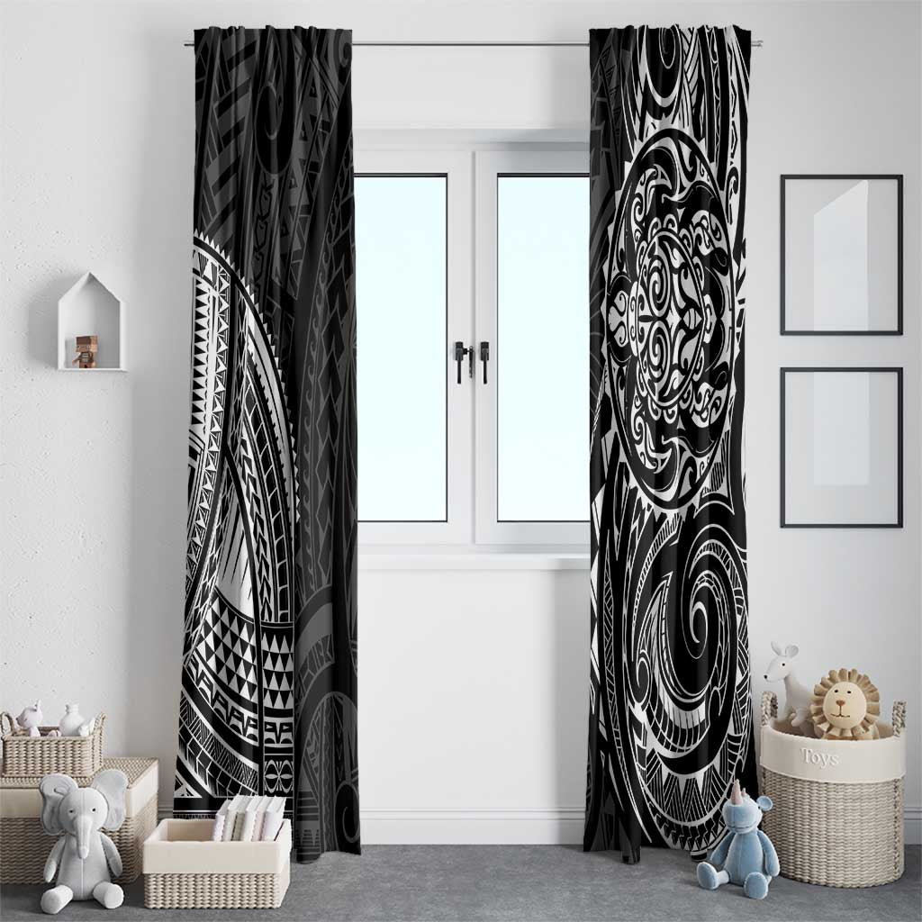 Polynesian Turtle Tribal Tattoo Window Curtain Black Style