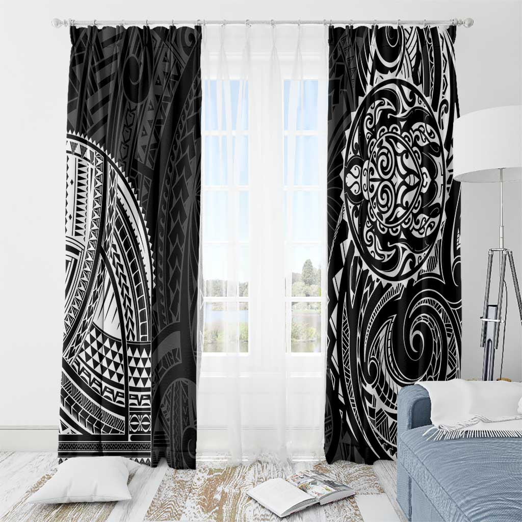 Polynesian Turtle Tribal Tattoo Window Curtain Black Style