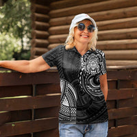 Polynesian Turtle Tribal Tattoo Women Polo Shirt Black Style