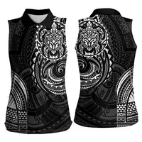 Polynesian Turtle Tribal Tattoo Women Sleeveless Polo Shirt Black Style