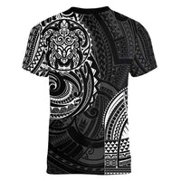 Polynesian Turtle Tribal Tattoo Women V-Neck T-Shirt Black Style