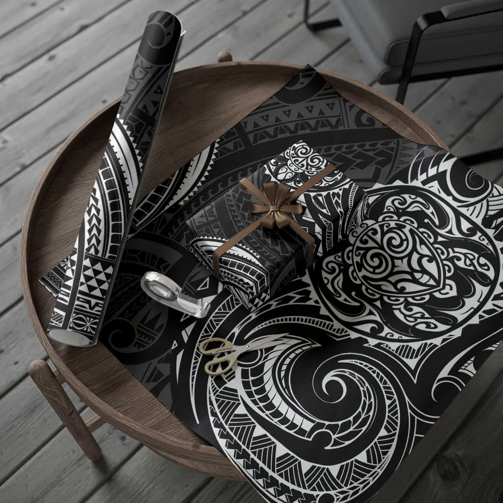 Polynesian Turtle Tribal Tattoo Wrapping Paper Black Style - Polynesian Pride