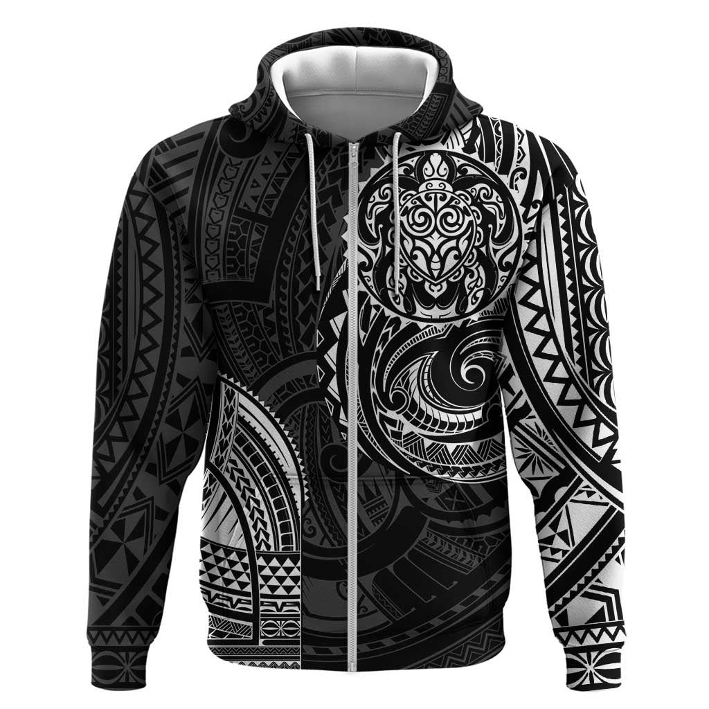 Polynesian Turtle Tribal Tattoo Zip Hoodie Black Style LT9 Zip Hoodie Black - Polynesian Pride