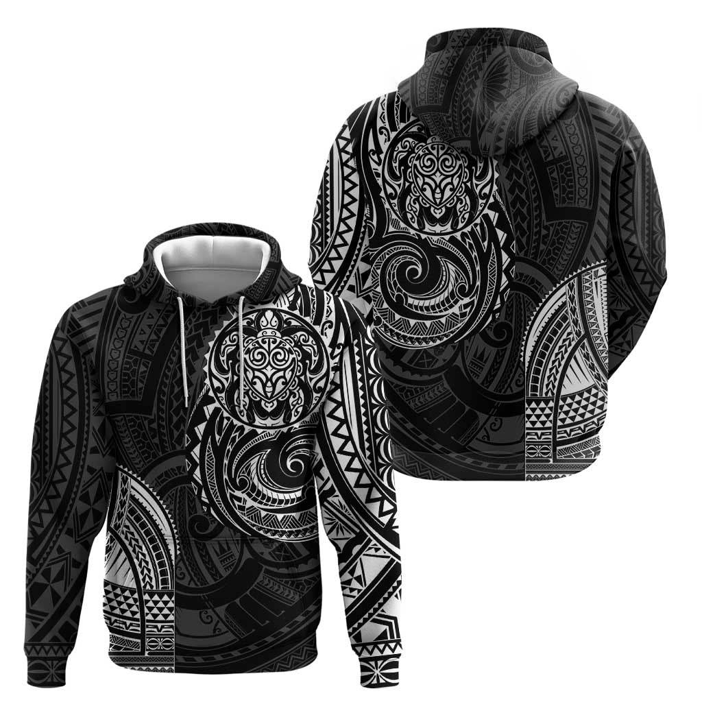 Polynesian Turtle Tribal Tattoo Zip Hoodie Black Style LT9 - Polynesian Pride